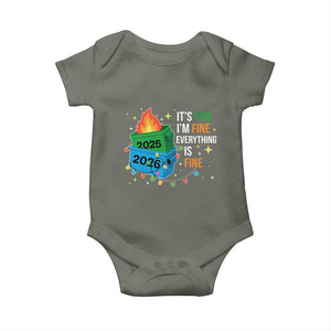 Dumpster Fire Christmas Baby Onesie Funny It's Fine I'm Fine Everything Is Fine TS11 Military Green Print Your Wear