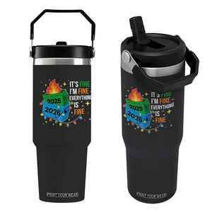 Dumpster Fire Christmas Flip Straw Tumbler Funny It's Fine I'm Fine Everything Is Fine TS11 One Size: 30 oz Black Print Your Wear