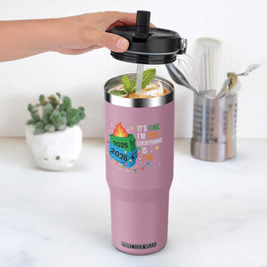 Dumpster Fire Christmas Flip Straw Tumbler Funny It's Fine I'm Fine Everything Is Fine TS11 One Size: 30 oz Light Pink Print Your Wear
