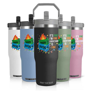Dumpster Fire Christmas Flip Straw Tumbler Funny It's Fine I'm Fine Everything Is Fine TS11 Print Your Wear