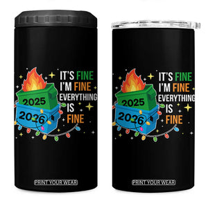 Dumpster Fire Christmas 4 in 1 Can Cooler Tumbler Funny It's Fine I'm Fine Everything Is Fine TS11 One Size: 16 oz Black Print Your Wear