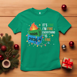 Dumpster Fire Christmas T Shirt Funny It's Fine I'm Fine Everything Is Fine TS11 Irish Green Print Your Wear