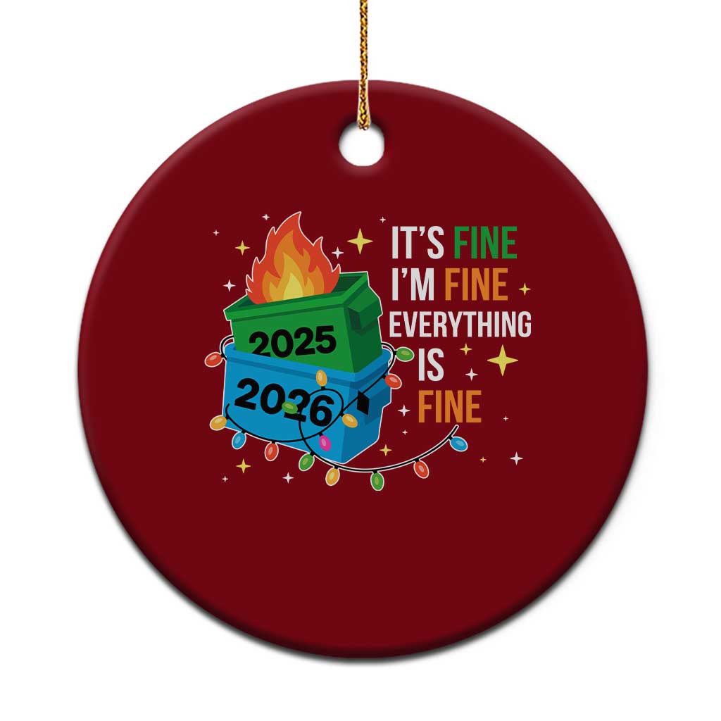 Dumpster Fire Christmas Ceramic Ornament Funny It's Fine I'm Fine Everything Is Fine TS11 1pc Red Print Your Wear