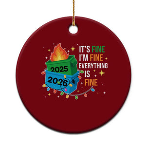 Dumpster Fire Christmas Ceramic Ornament Funny It's Fine I'm Fine Everything Is Fine TS11 1pc Red Print Your Wear