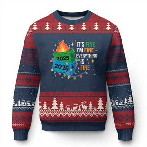 Dumpster Fire Xmas Ugly Christmas Sweater Funny It's Fine I'm Fine Everything Is Fine TS11 Navy Red Print Your Wear