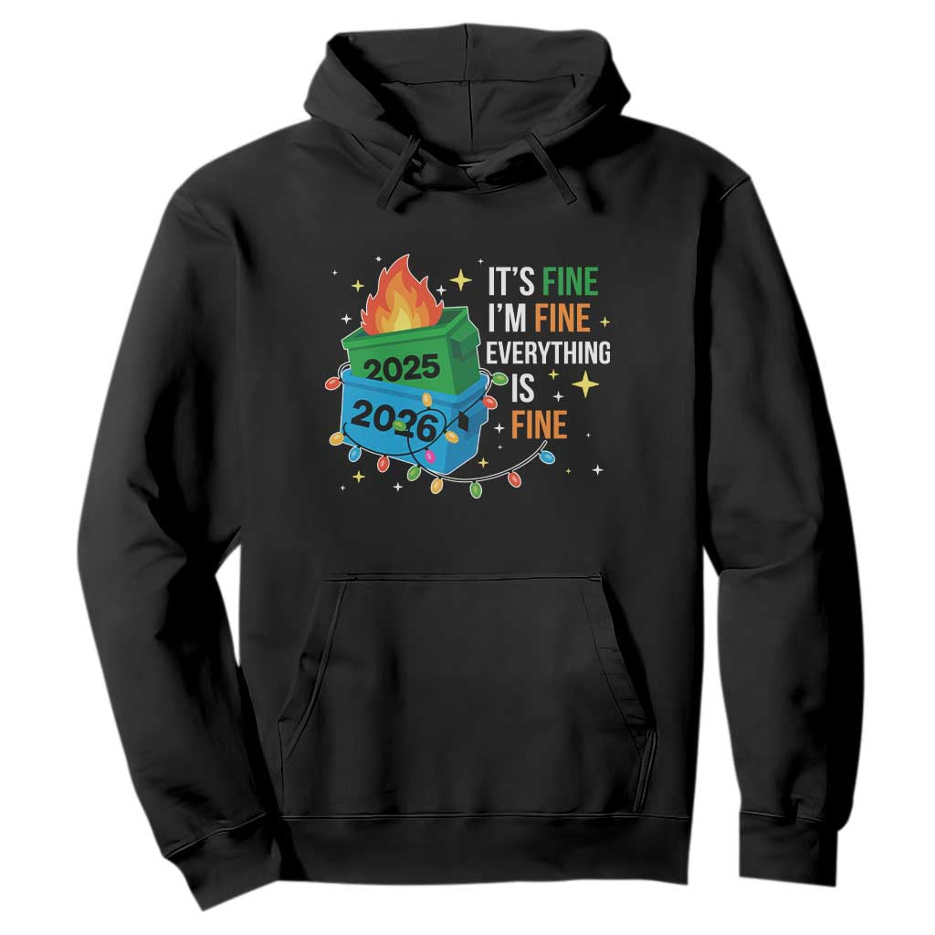 Dumpster Fire Christmas Hoodie Funny It's Fine I'm Fine Everything Is Fine - Print Your Wear