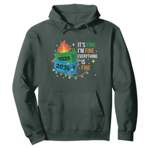 Dumpster Fire Christmas Hoodie Funny It's Fine I'm Fine Everything Is Fine TS11 Dark Forest Green Print Your Wear
