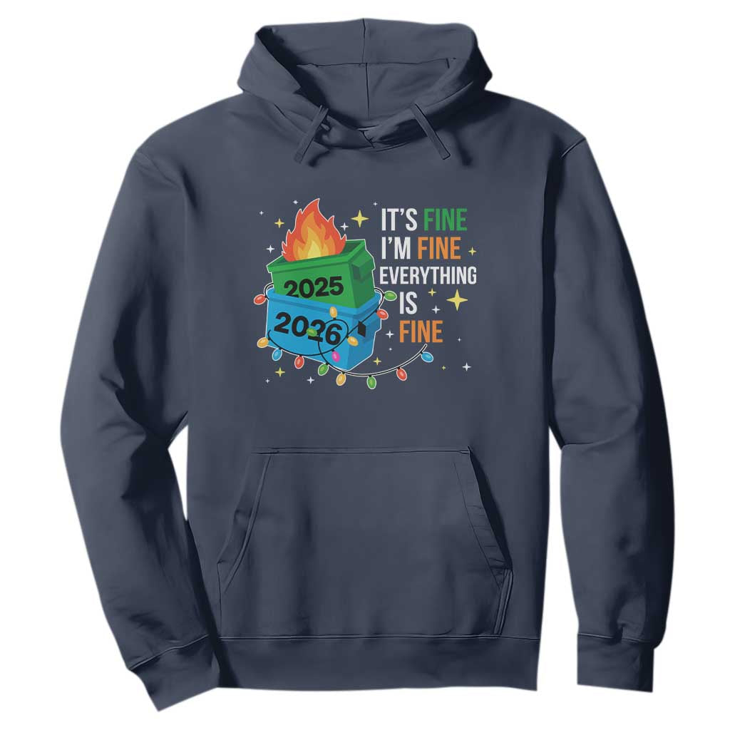 Dumpster Fire Christmas Hoodie Funny It's Fine I'm Fine Everything Is Fine TS11 Navy Print Your Wear