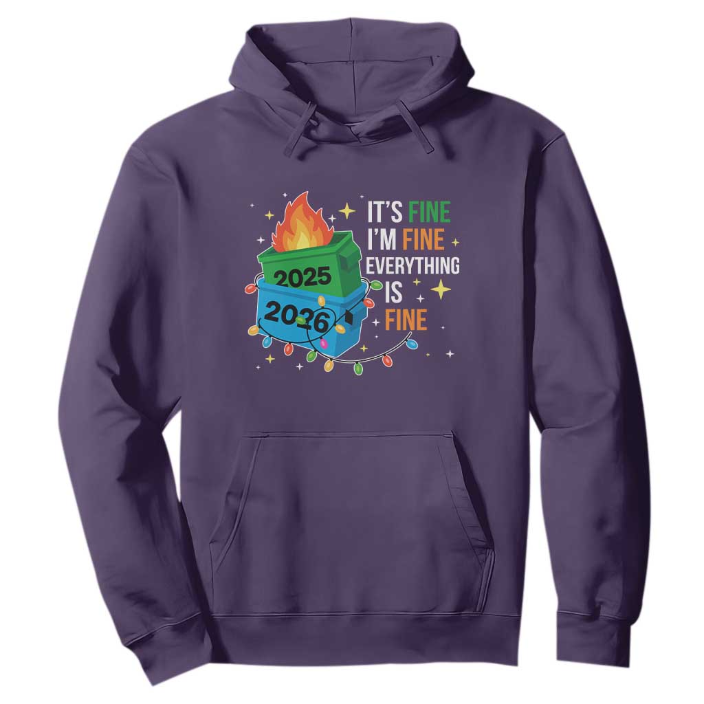 Dumpster Fire Christmas Hoodie Funny It's Fine I'm Fine Everything Is Fine TS11 Purple Print Your Wear