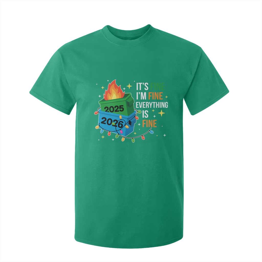 Dumpster Fire Christmas T Shirt For Kid Funny It's Fine I'm Fine Everything Is Fine TS11 Irish Green Print Your Wear