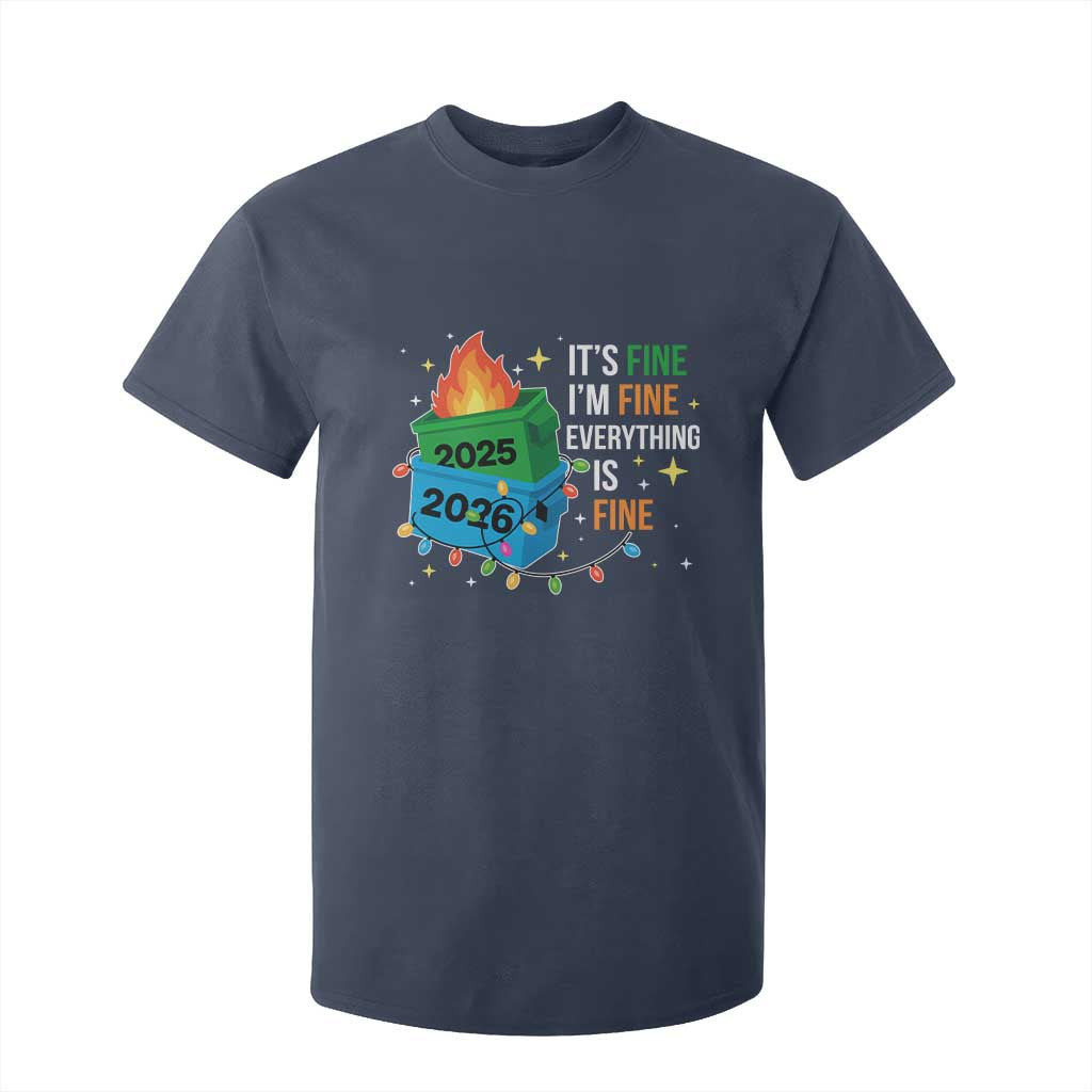 Dumpster Fire Christmas T Shirt For Kid Funny It's Fine I'm Fine Everything Is Fine TS11 Navy Print Your Wear