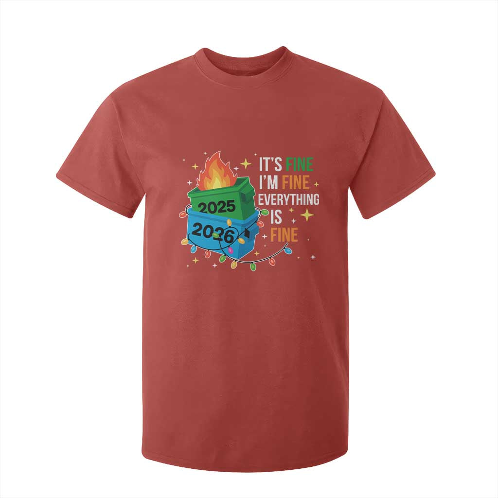 Dumpster Fire Christmas T Shirt For Kid Funny It's Fine I'm Fine Everything Is Fine TS11 Red Print Your Wear