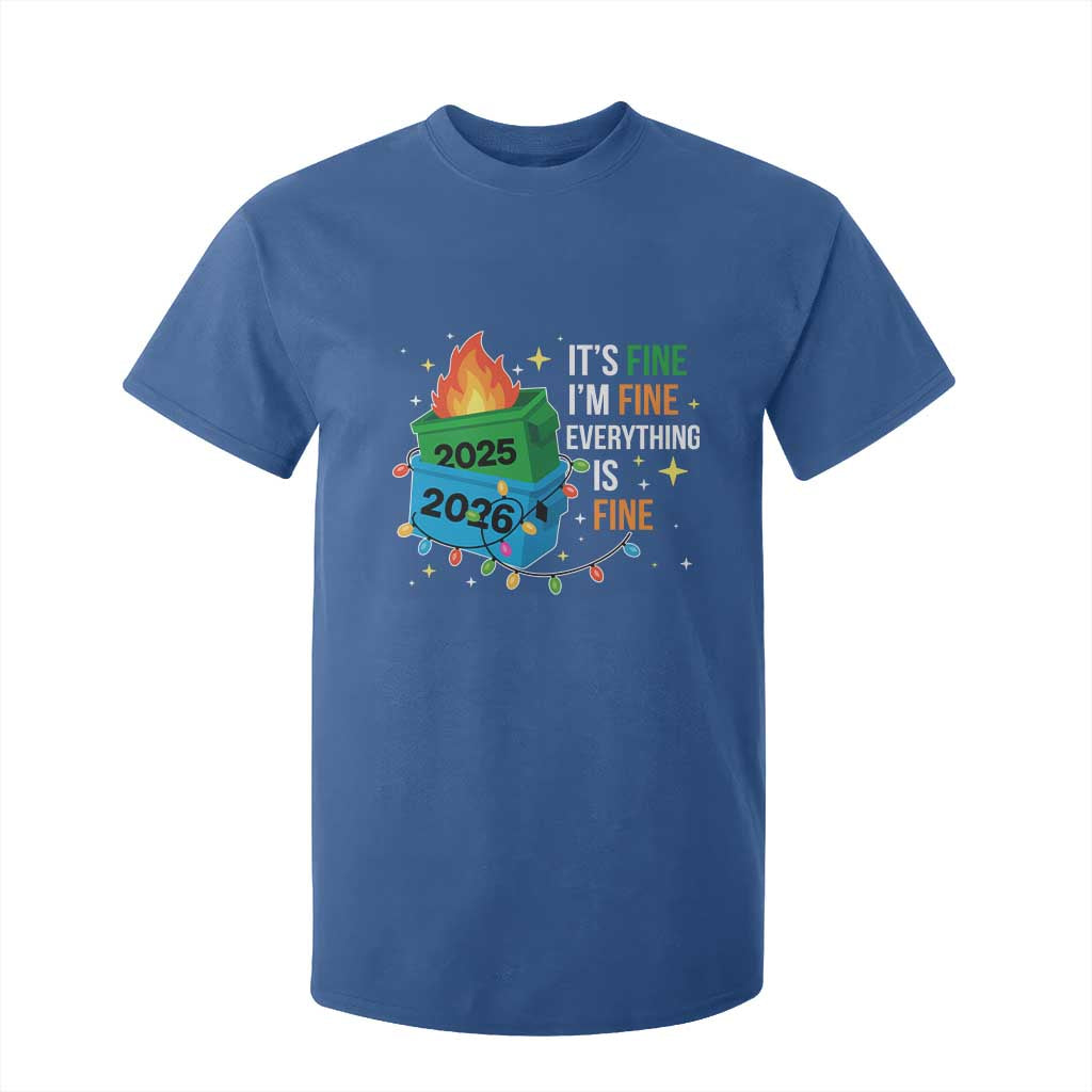 Dumpster Fire Christmas T Shirt For Kid Funny It's Fine I'm Fine Everything Is Fine TS11 Royal Blue Print Your Wear