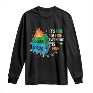 Dumpster Fire Christmas Long Sleeve Shirt Funny It's Fine I'm Fine Everything Is Fine TS11 Black Print Your Wear