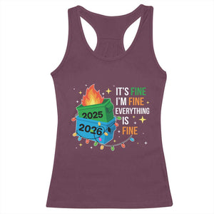 Dumpster Fire Christmas Racerback Tank Top Funny It's Fine I'm Fine Everything Is Fine TS11 Maroon Print Your Wear