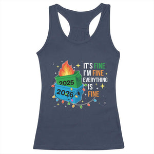 Dumpster Fire Christmas Racerback Tank Top Funny It's Fine I'm Fine Everything Is Fine TS11 Navy Print Your Wear