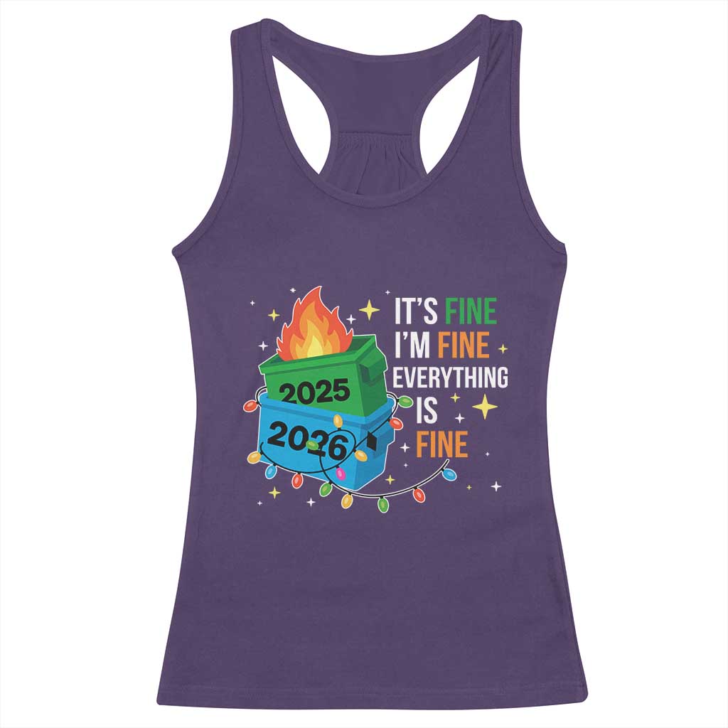 Dumpster Fire Christmas Racerback Tank Top Funny It's Fine I'm Fine Everything Is Fine TS11 Purple Print Your Wear