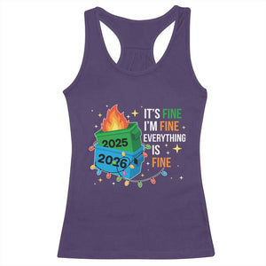 Dumpster Fire Christmas Racerback Tank Top Funny It's Fine I'm Fine Everything Is Fine TS11 Purple Print Your Wear
