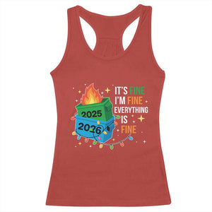 Dumpster Fire Christmas Racerback Tank Top Funny It's Fine I'm Fine Everything Is Fine TS11 Red Print Your Wear