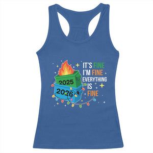 Dumpster Fire Christmas Racerback Tank Top Funny It's Fine I'm Fine Everything Is Fine TS11 Royal Blue Print Your Wear