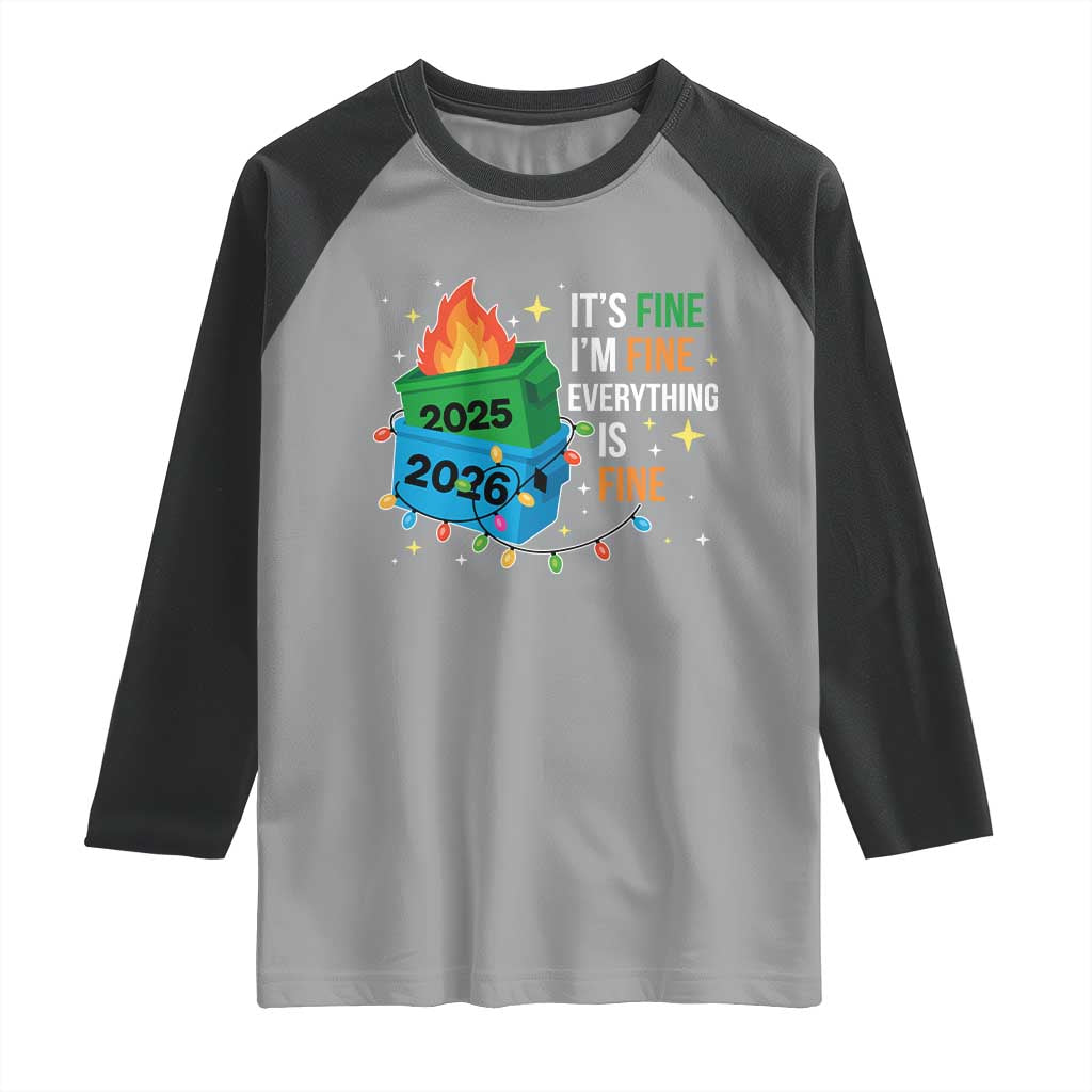 Dumpster Fire Christmas Raglan Shirt Funny It's Fine I'm Fine Everything Is Fine TS11 Sport Gray Black Print Your Wear