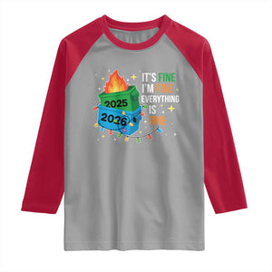 Dumpster Fire Christmas Raglan Shirt Funny It's Fine I'm Fine Everything Is Fine TS11 Sport Gray Red Print Your Wear