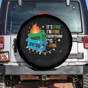 Dumpster Fire Christmas Spare Tire Cover Funny It's Fine I'm Fine Everything Is Fine TS11 No hole Black Print Your Wear