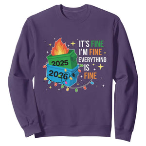 Dumpster Fire Christmas Sweatshirt Funny It's Fine I'm Fine Everything Is Fine TS11 Purple Print Your Wear