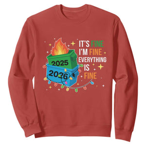 Dumpster Fire Christmas Sweatshirt Funny It's Fine I'm Fine Everything Is Fine TS11 Red Print Your Wear