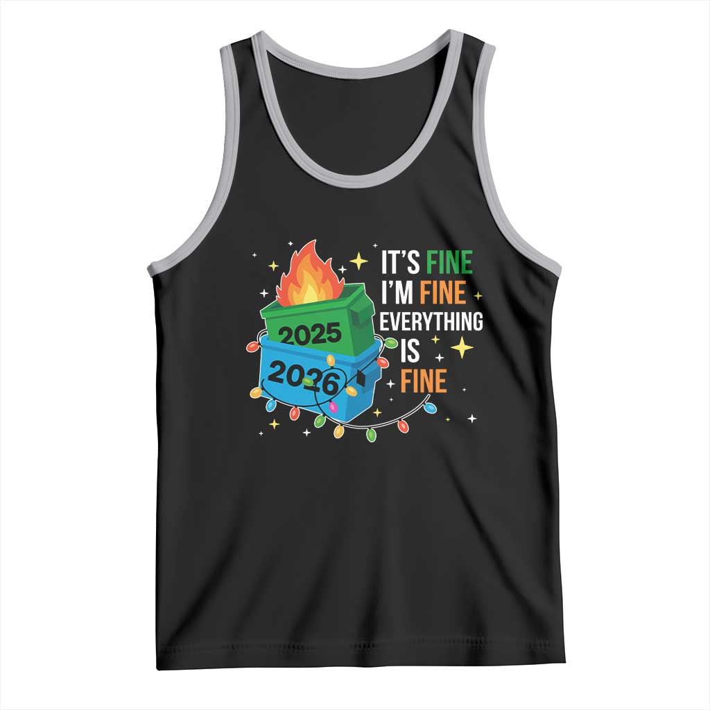 Dumpster Fire Christmas Tank Top Funny It's Fine I'm Fine Everything Is Fine TS11 Black Athletic Heather Print Your Wear