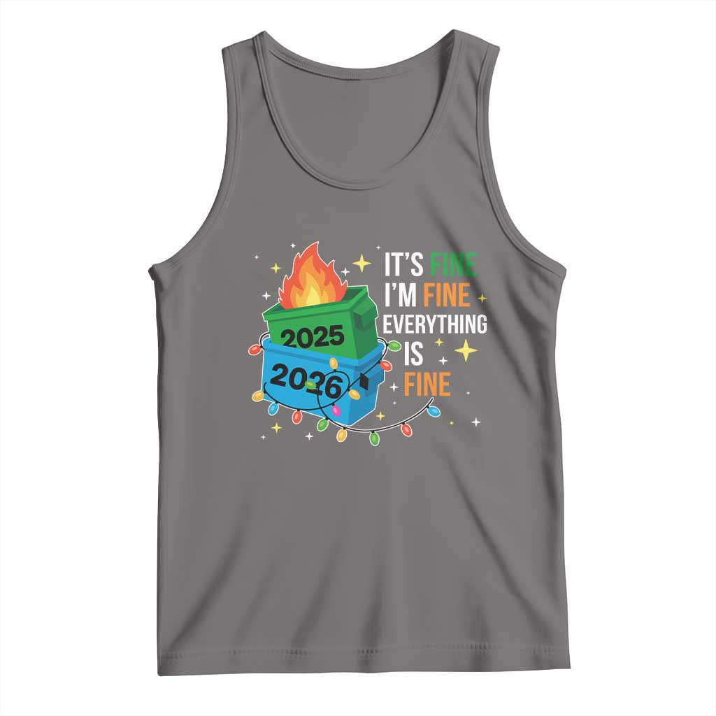 Dumpster Fire Christmas Tank Top Funny It's Fine I'm Fine Everything Is Fine TS11 Deep Heather Print Your Wear