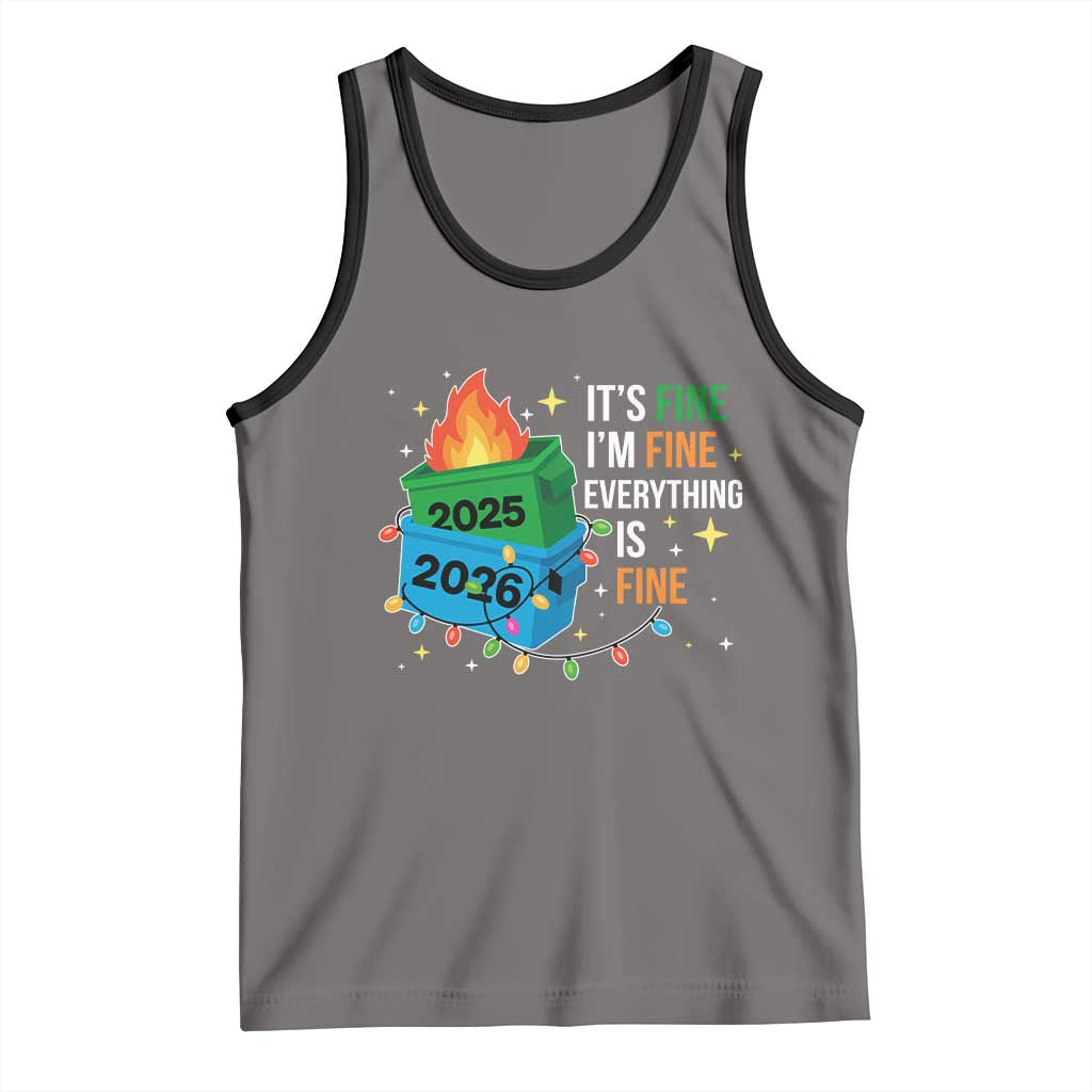 Dumpster Fire Christmas Tank Top Funny It's Fine I'm Fine Everything Is Fine TS11 Deep Heather Black Print Your Wear