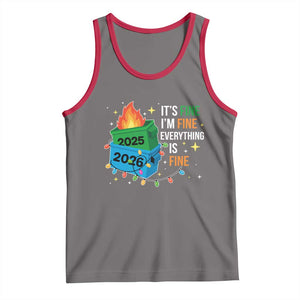 Dumpster Fire Christmas Tank Top Funny It's Fine I'm Fine Everything Is Fine TS11 Deep Heather Red Print Your Wear