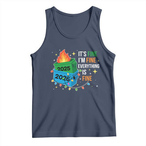 Dumpster Fire Christmas Tank Top Funny It's Fine I'm Fine Everything Is Fine TS11 Navy Print Your Wear
