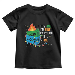 Dumpster Fire Christmas Toddler T Shirt Funny It's Fine I'm Fine Everything Is Fine TS11 Black Print Your Wear