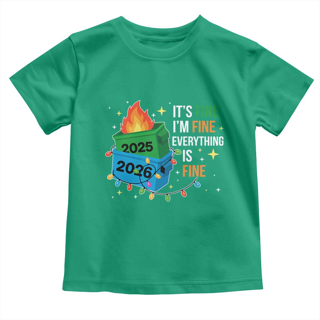 Dumpster Fire Christmas Toddler T Shirt Funny It's Fine I'm Fine Everything Is Fine TS11 Irish Green Print Your Wear
