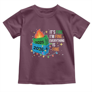 Dumpster Fire Christmas Toddler T Shirt Funny It's Fine I'm Fine Everything Is Fine TS11 Maroon Print Your Wear