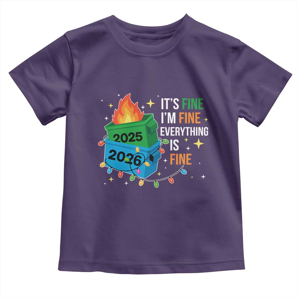 Dumpster Fire Christmas Toddler T Shirt Funny It's Fine I'm Fine Everything Is Fine TS11 Purple Print Your Wear