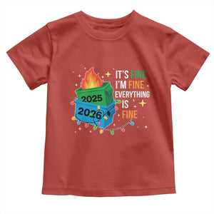 Dumpster Fire Christmas Toddler T Shirt Funny It's Fine I'm Fine Everything Is Fine TS11 Red Print Your Wear