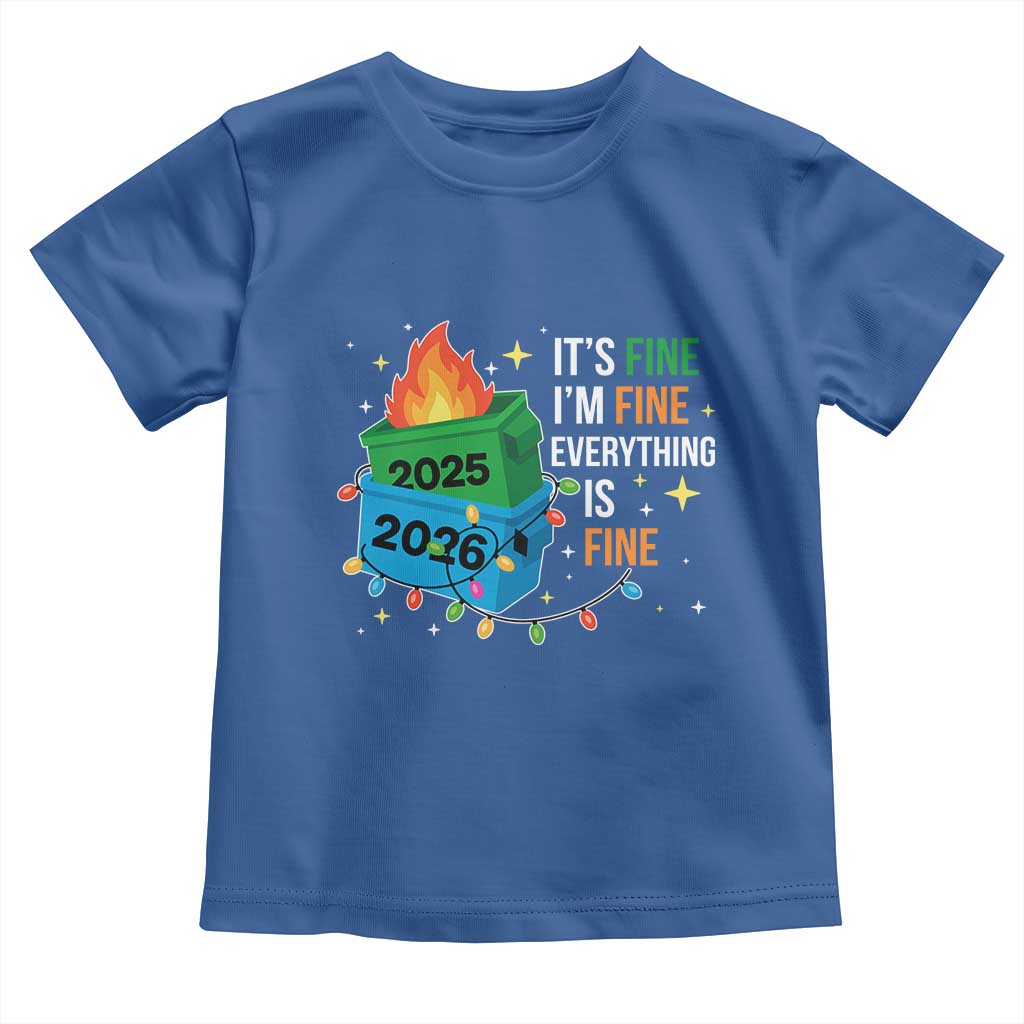Dumpster Fire Christmas Toddler T Shirt Funny It's Fine I'm Fine Everything Is Fine TS11 Royal Blue Print Your Wear