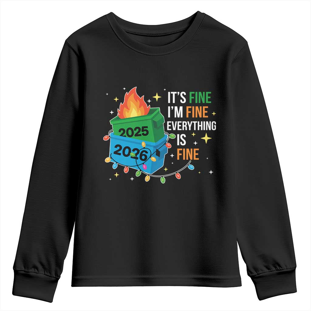 Dumpster Fire Christmas Youth Sweatshirt Funny It's Fine I'm Fine Everything Is Fine TS11 Black Print Your Wear