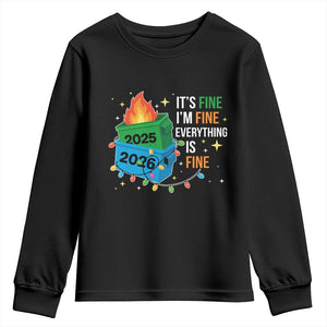 Dumpster Fire Christmas Youth Sweatshirt Funny It's Fine I'm Fine Everything Is Fine TS11 Black Print Your Wear