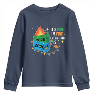 Dumpster Fire Christmas Youth Sweatshirt Funny It's Fine I'm Fine Everything Is Fine TS11 Navy Print Your Wear