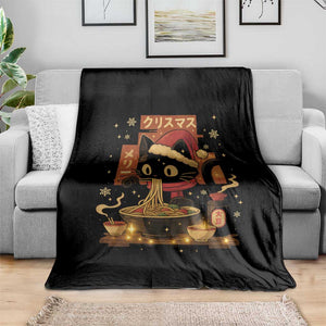 Funny Christmas Cat Ramen Throw Blanket Xmas Japanese Kawaii Anime Cat TS11 Print Your Wear