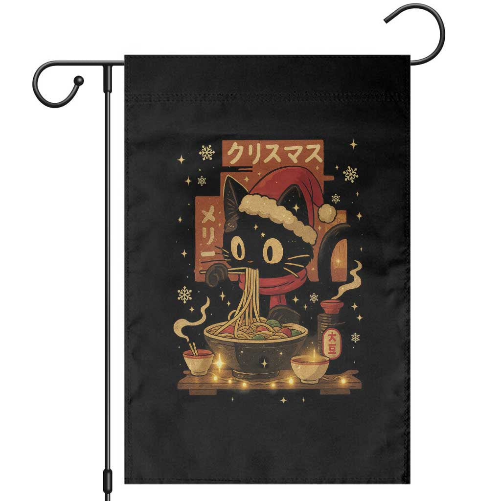 Funny Christmas Cat Ramen Garden Flag Xmas Japanese Kawaii Anime Cat TS11 Black Print Your Wear