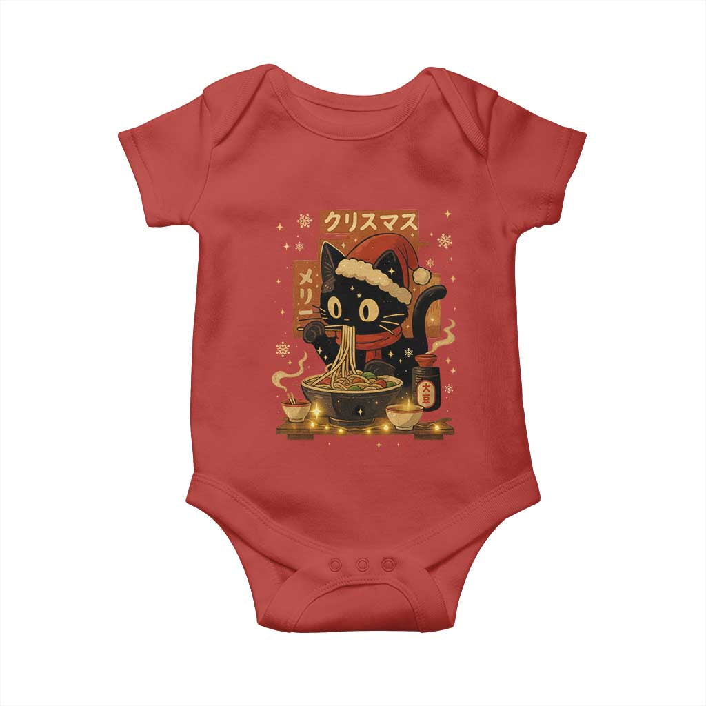 Funny Christmas Cat Ramen Baby Onesie Xmas Japanese Kawaii Anime Cat TS11 Red Print Your Wear