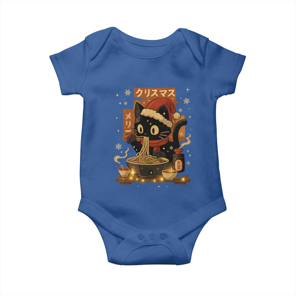 Funny Christmas Cat Ramen Baby Onesie Xmas Japanese Kawaii Anime Cat TS11 Royal Blue Print Your Wear
