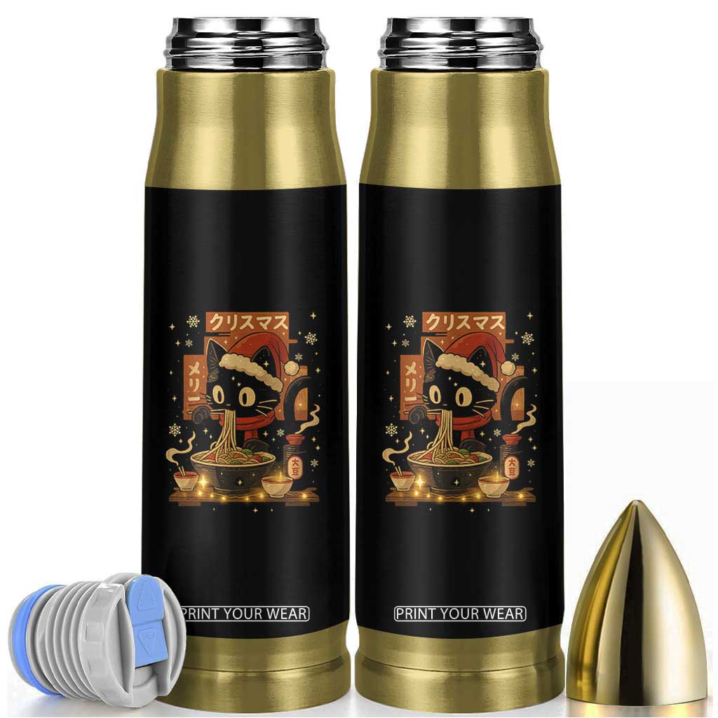 Funny Christmas Cat Ramen Bullet Tumbler Xmas Japanese Kawaii Anime Cat TS11 Black Print Your Wear