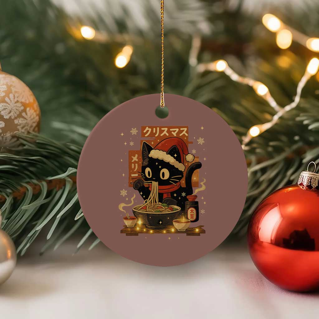 Funny Christmas Cat Ramen Ceramic Ornament Xmas Japanese Kawaii Anime Cat TS11 1pc Mocha Print Your Wear