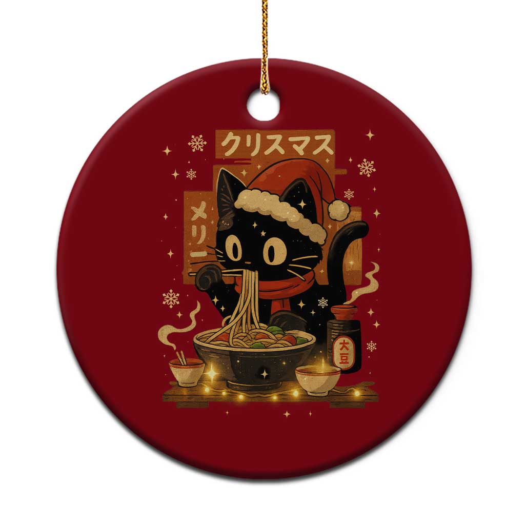 Funny Christmas Cat Ramen Ceramic Ornament Xmas Japanese Kawaii Anime Cat TS11 1pc Red Print Your Wear